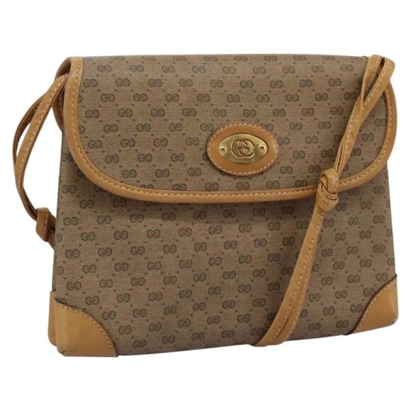 GUCCI Micro GG Supreme Shoulder Bag PVC Beige Brown gold 007 92 5548 Auth 112193 - Picture 1 of 16